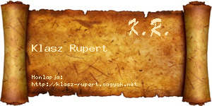 Klasz Rupert névjegykártya